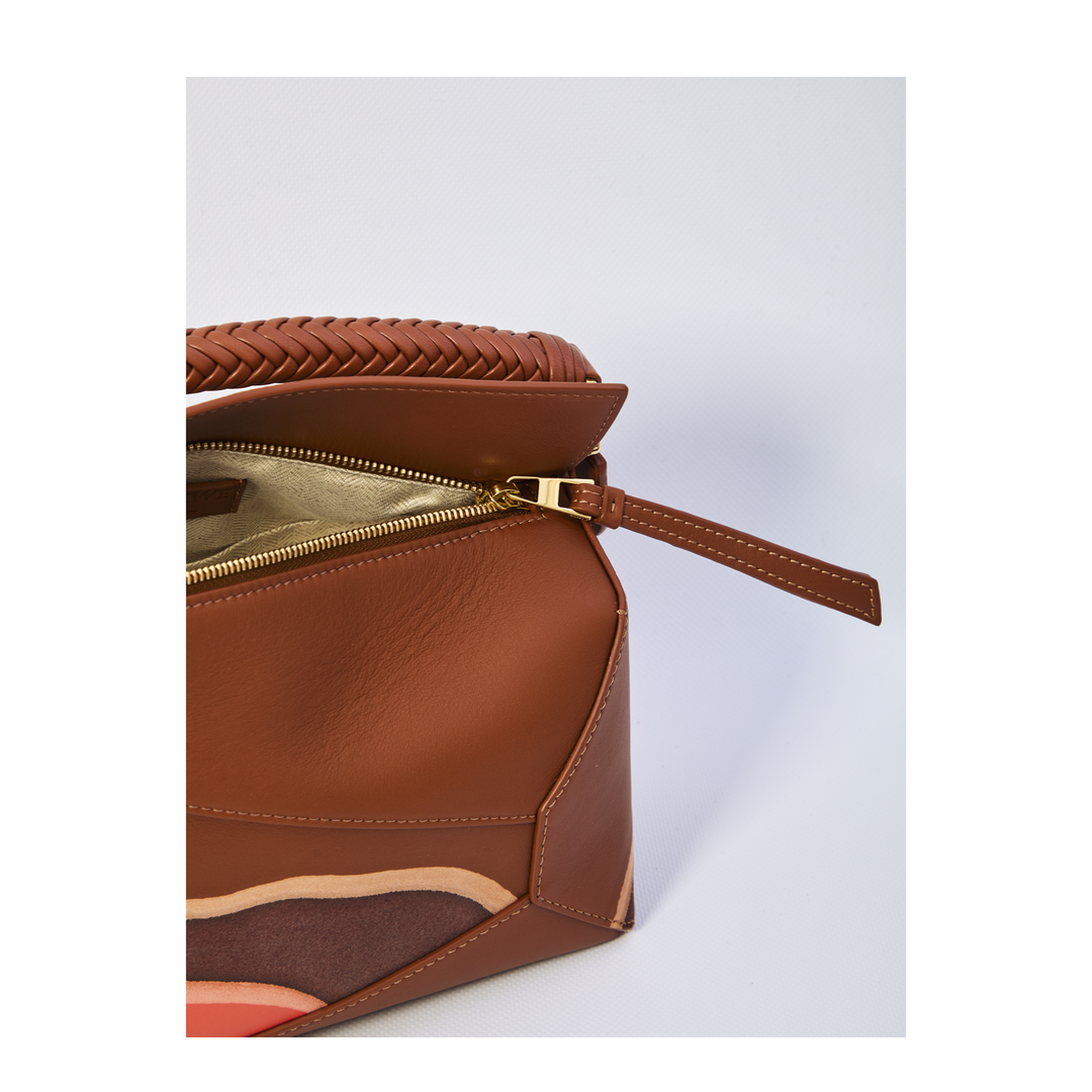 Puzzle Small Calfskin Shoulder Bags - Pecan/Parrot Pink