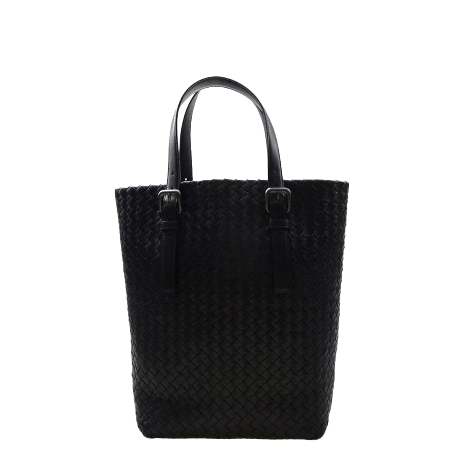 Intrecciato Leather Tote Bags - Black