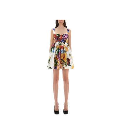 Bouquet Print Poplin Dress