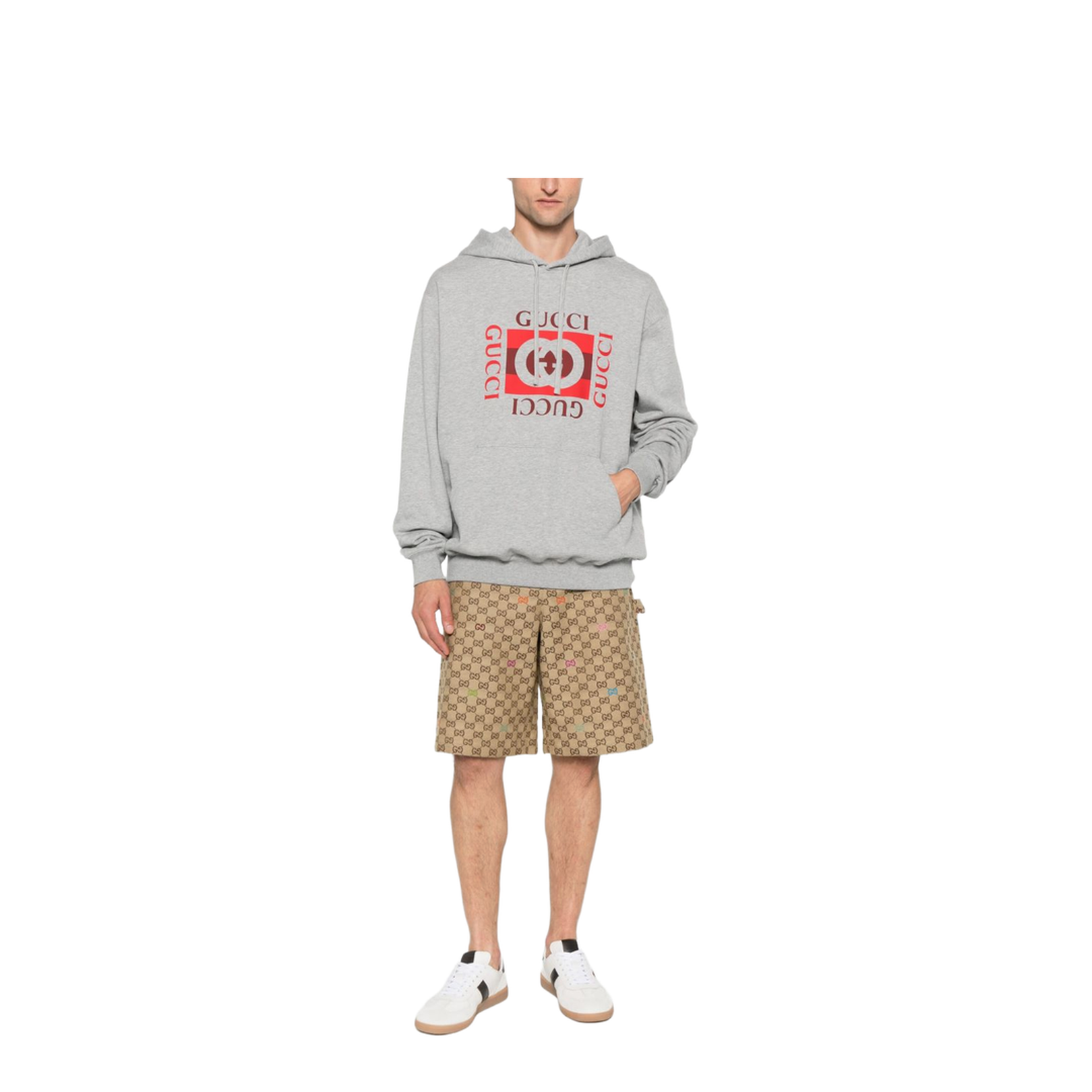 Printed Cotton Jersey Sweatshirt in Grey Mélange