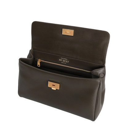My Sicily Medium Plongé Calfskin Top-Handle Bag - Brown