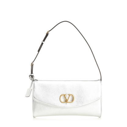 Silver Nappa Leather Shoulder Bag