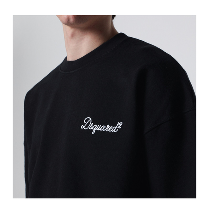 Black Relaxed-Fit Sweatshirt with Logo