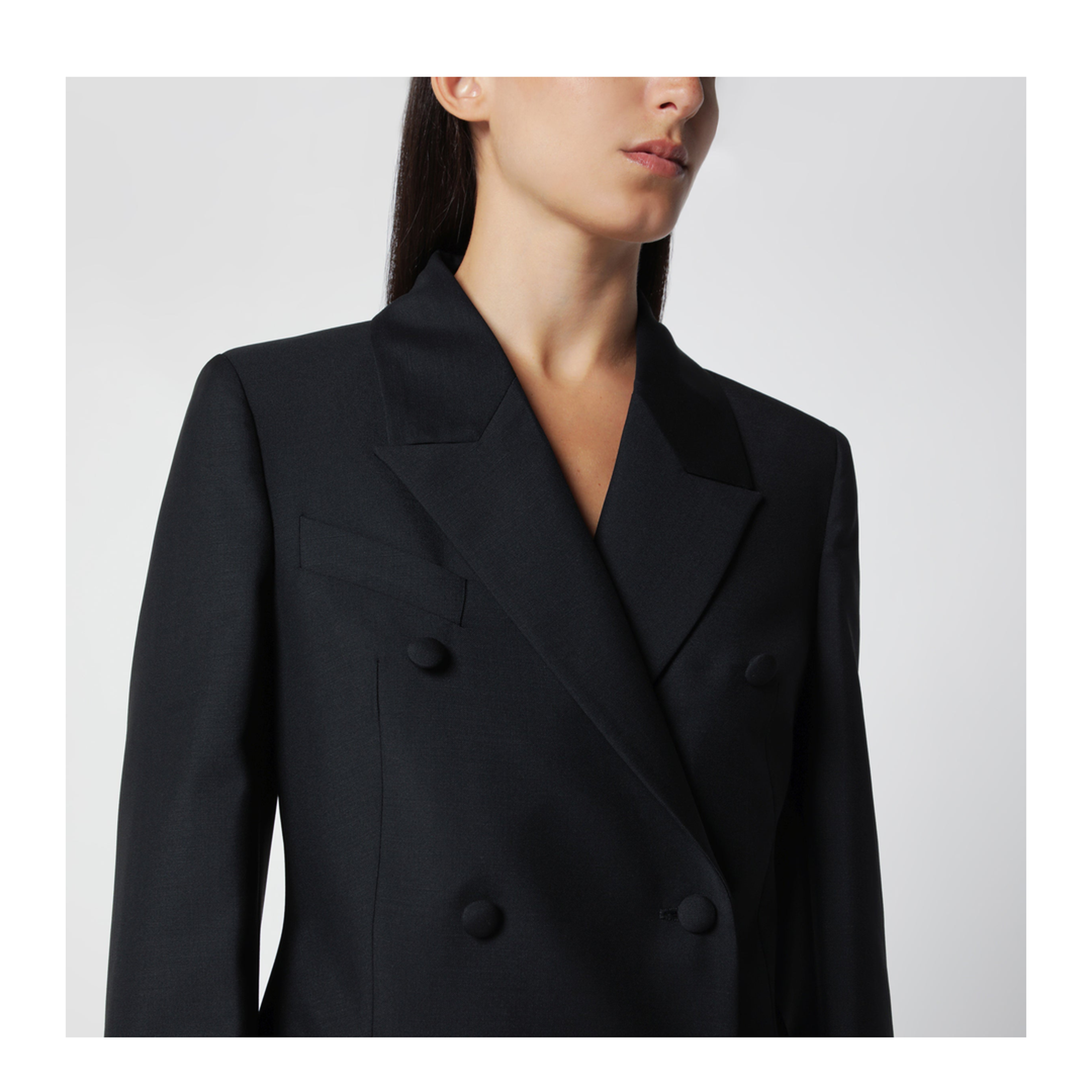 MAYFEYR - Róhe - Black Double Breasted Wool Blend Jacket - 820-11-667WO001