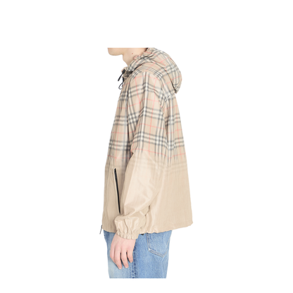 Hooded Jacket With Faded Check