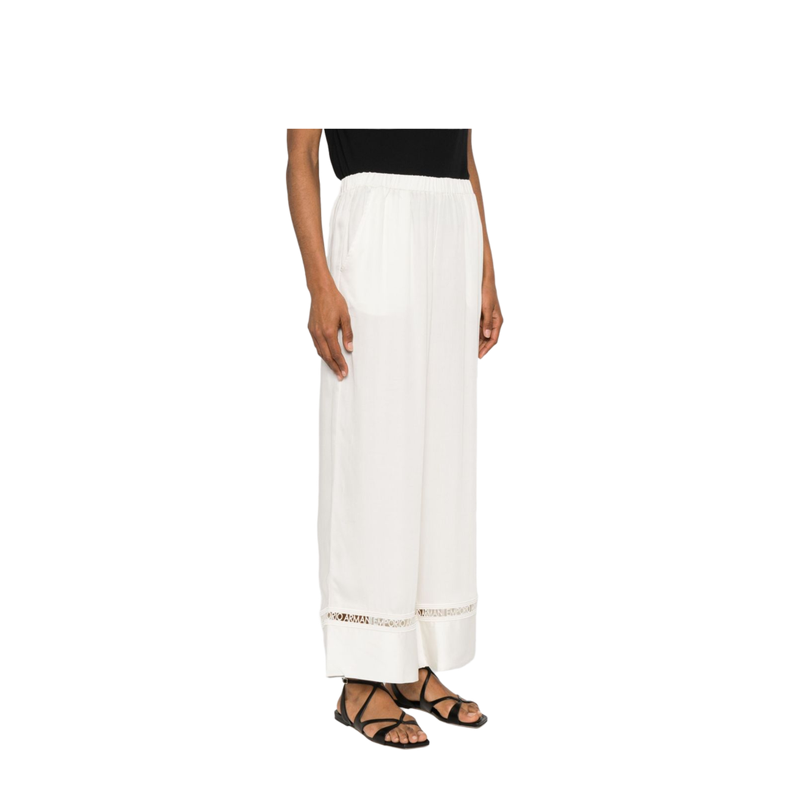 White Elasticated Waistband with Cut-Out Detailing