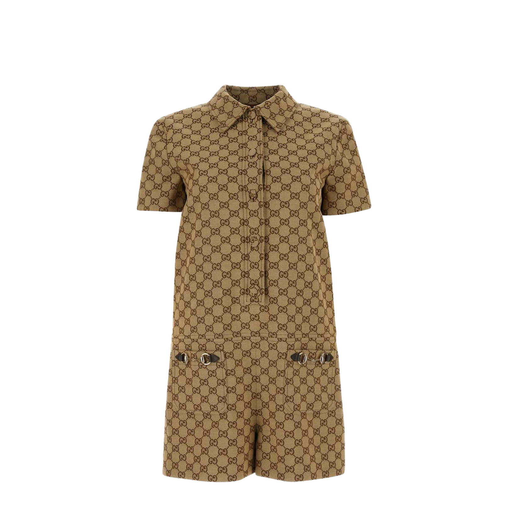 Original GG Canvas Jumpsuit in Camel and Ebony