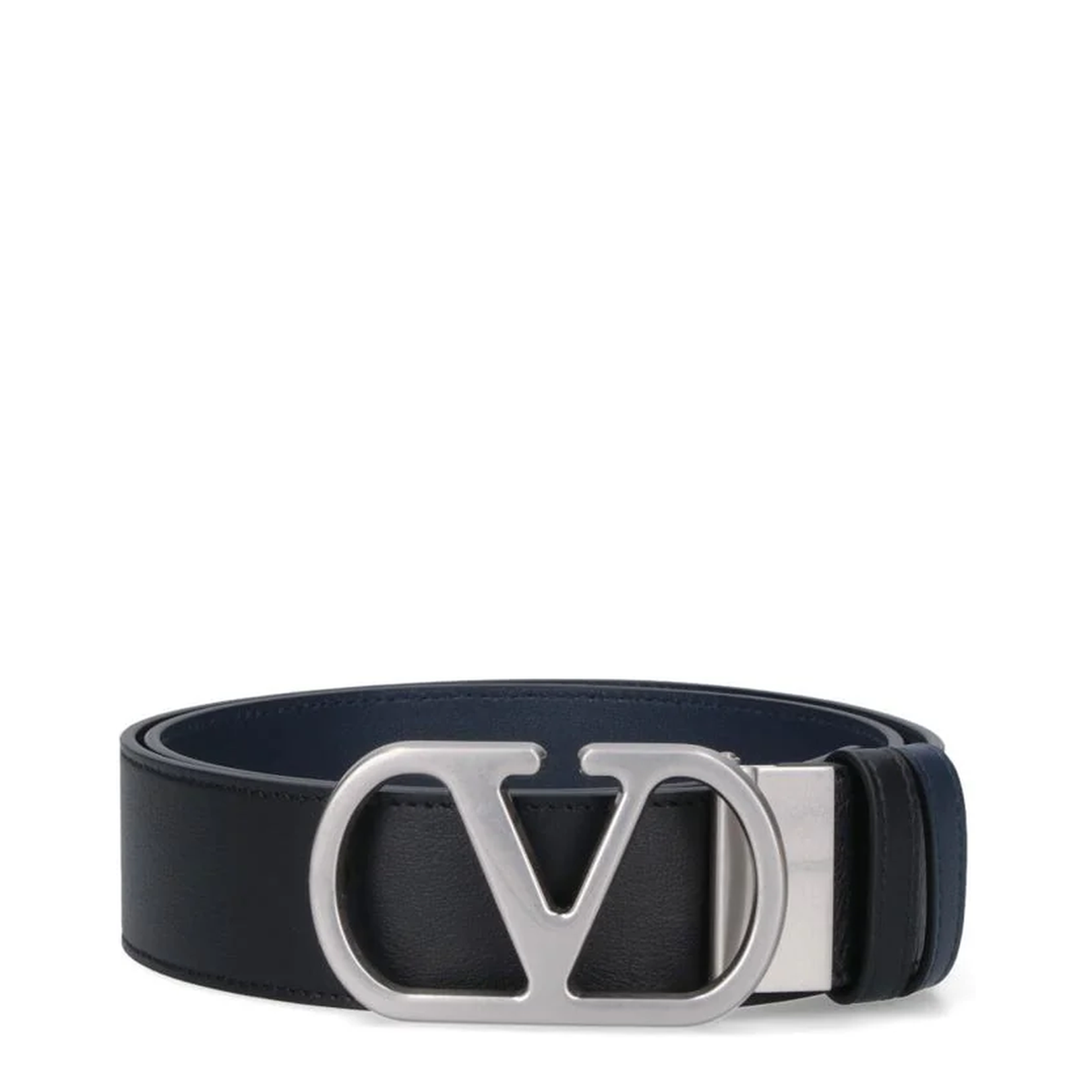 Black Belt with VLogo Buckle in Leather