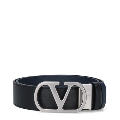 Black Belt with VLogo Buckle in Leather