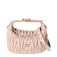Matelassé Nappa Leather Pouch - Cipria