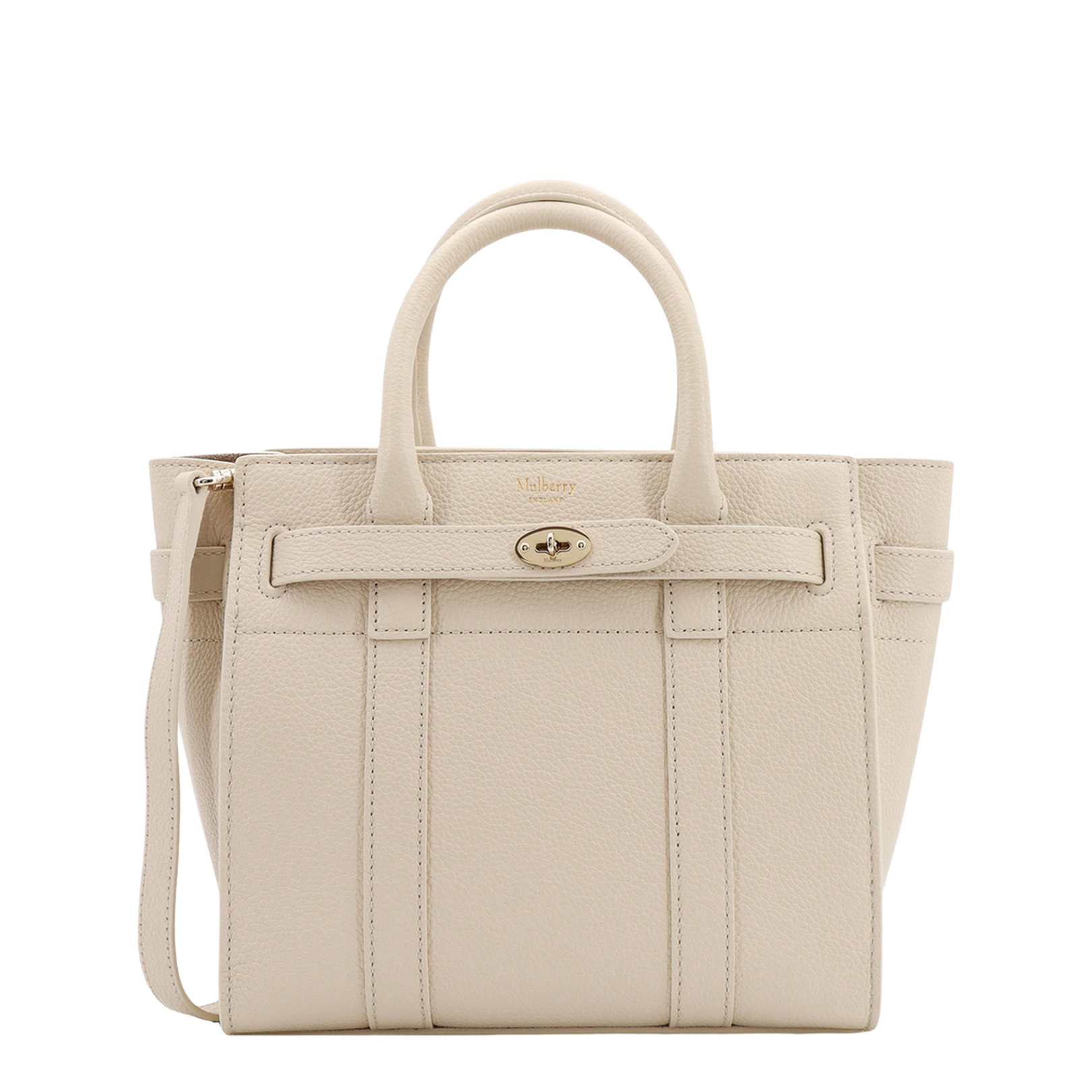 Bayswater Small Beige Handbag with Removable Shoulder Strap