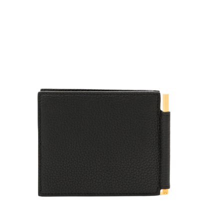 T Line Calf Leather Money Clip Wallet