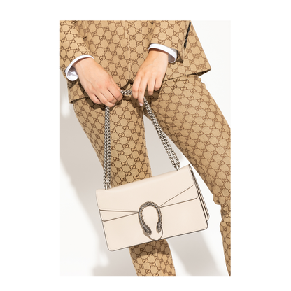 Dionysus Leather Wallet On Chain - Beige