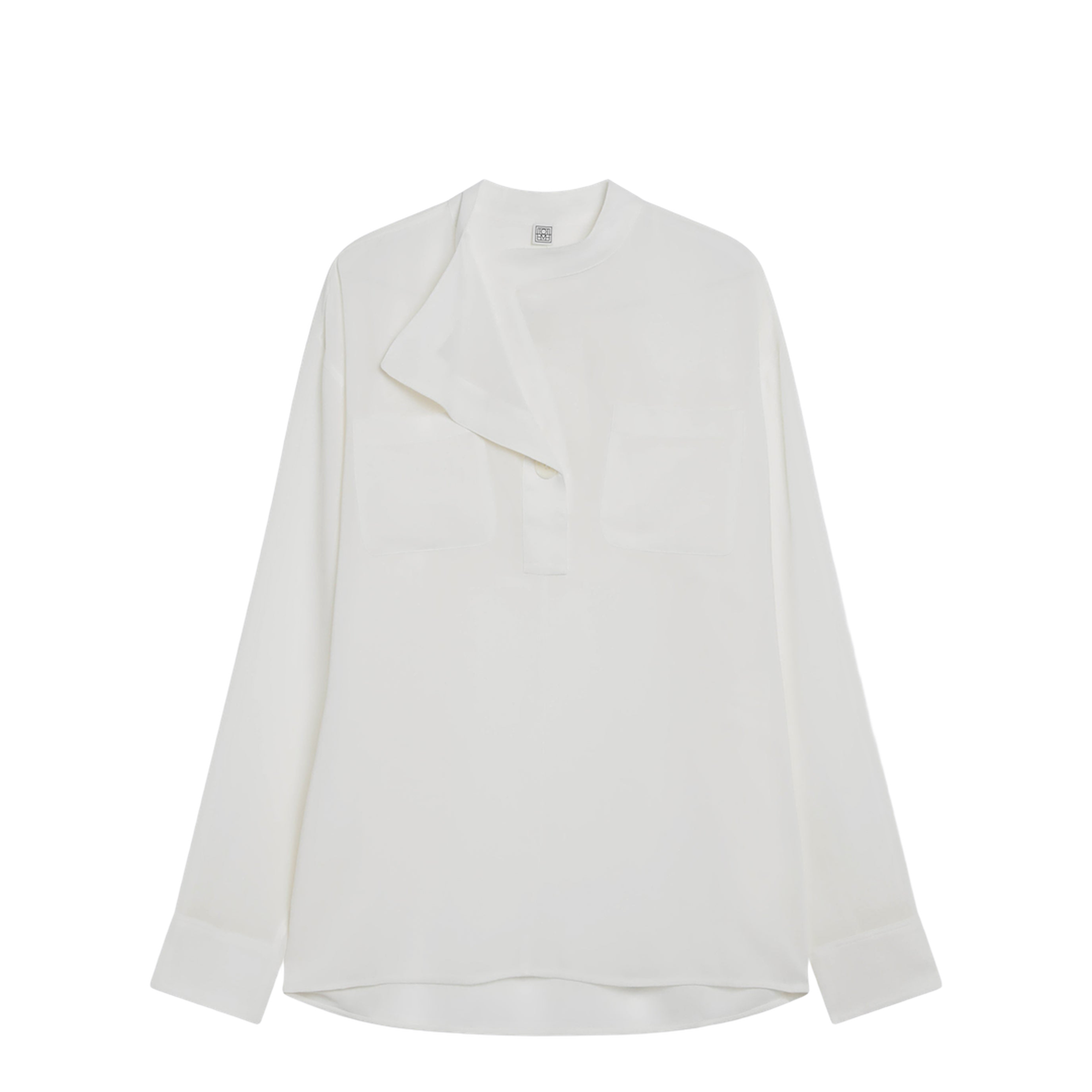 MAYFEYR - Toteme - Overlap-Collar Blouse In Viscose And Wool, White - 262-WRT0675FB0480106