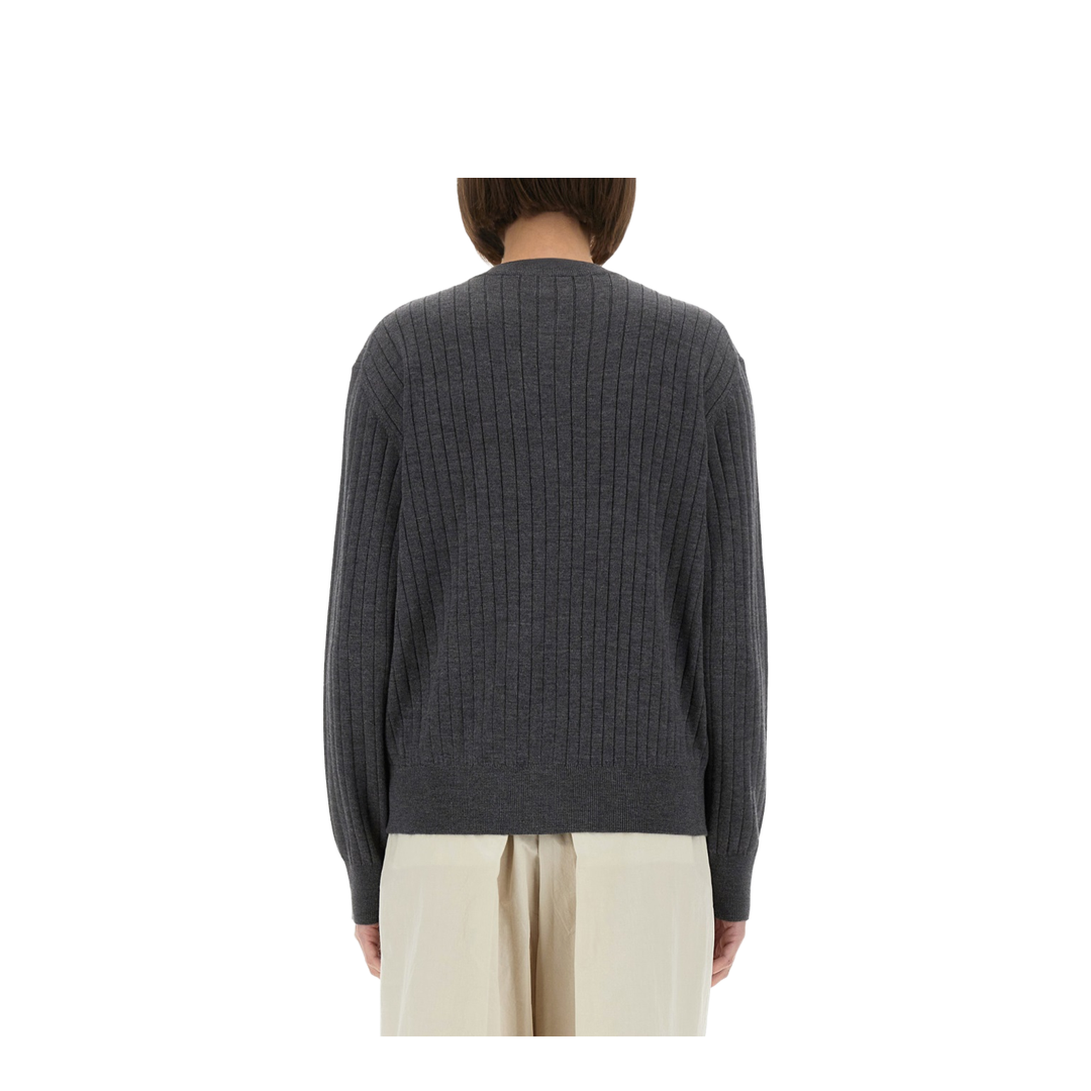 Wool Rib Cardigan in Anthracite