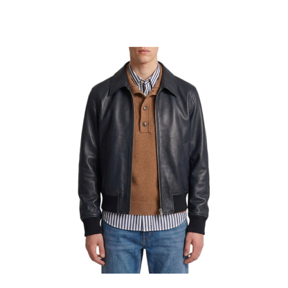 MAYFEYR - Ami Paris - Black Lambskin Leather Zip-Up Jacket - HJK850LH0068001
