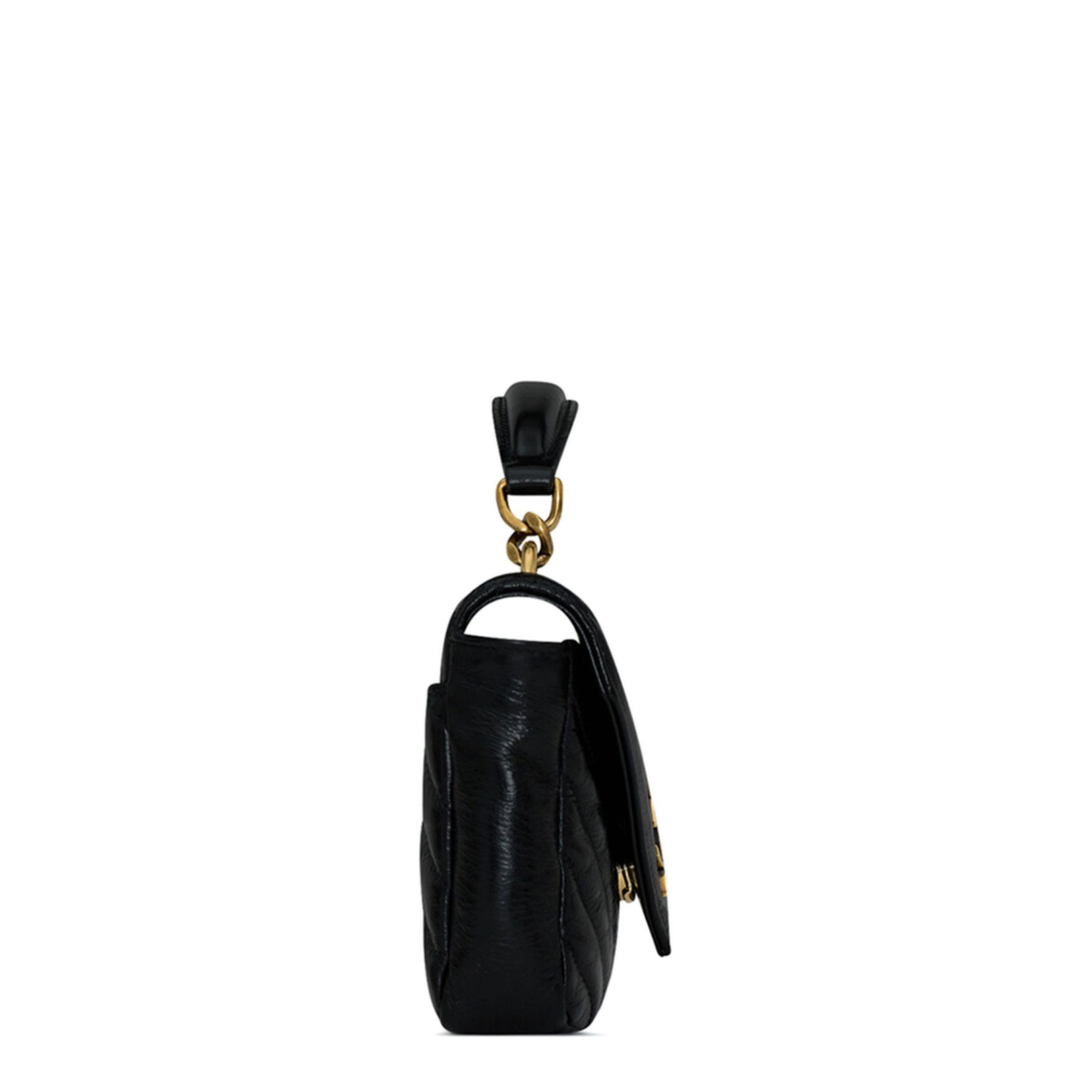 Black Leather Mini College Handbag