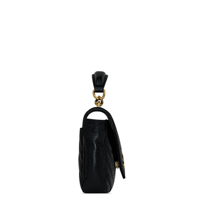 Black Leather Mini College Handbag