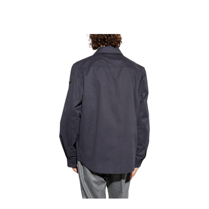 Navy Blue Cotton Gabardine Long Sleeve Shirt