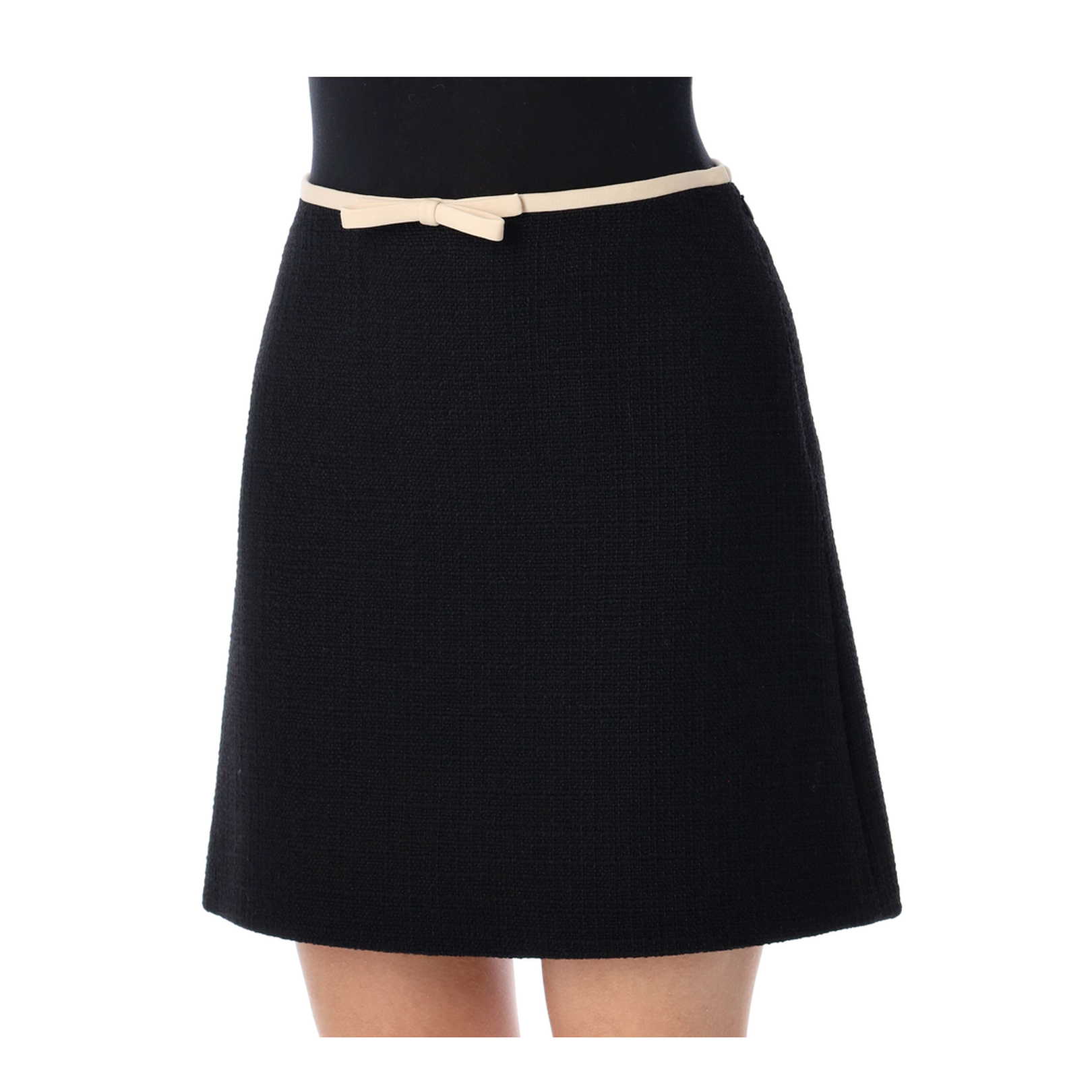 Short Wool Tweed Skirt with Crepe Couture Bow