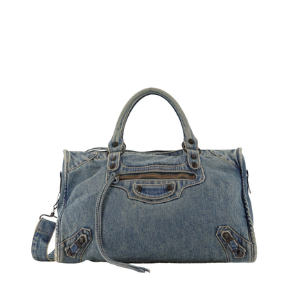 City Medium Denim Shoulder Bag