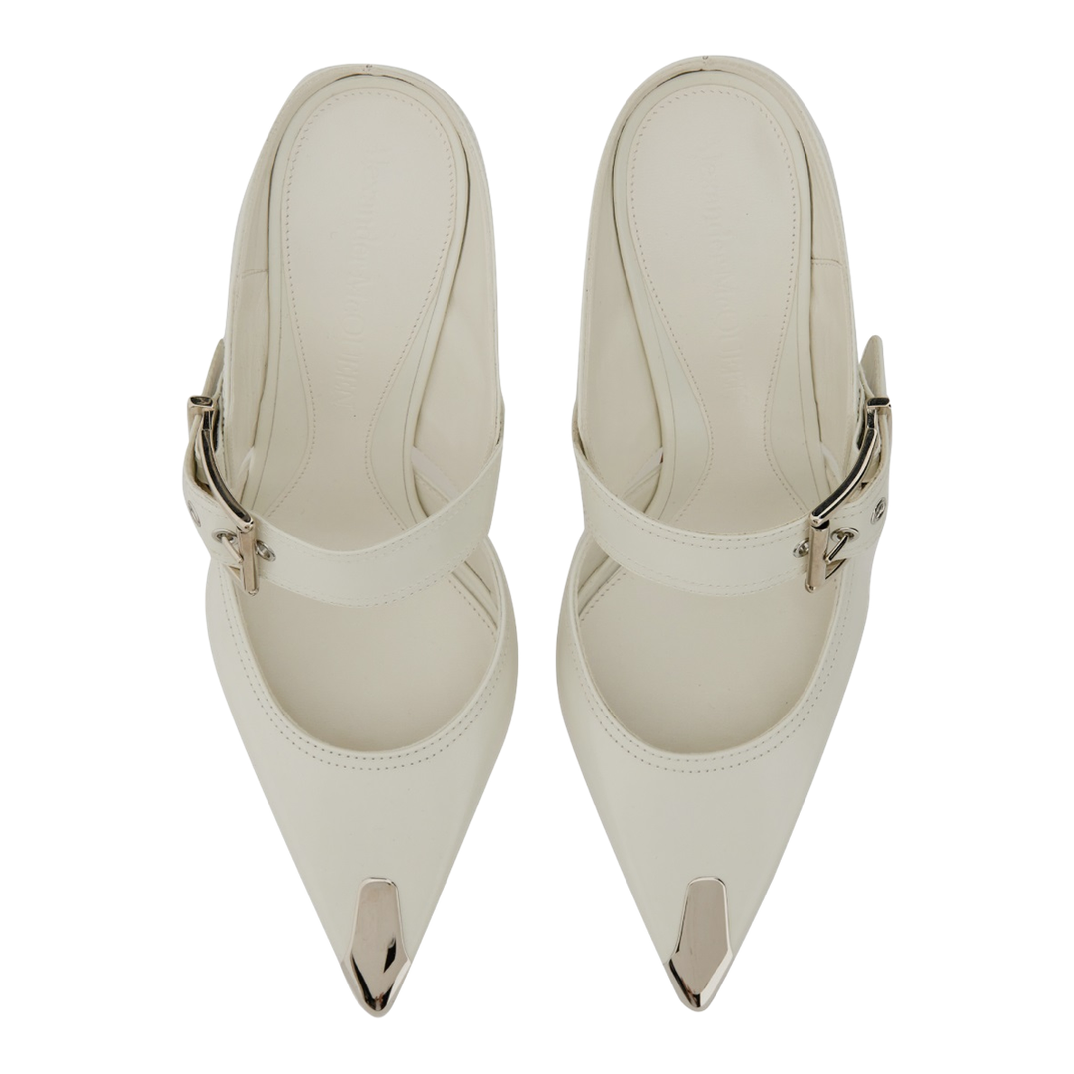 Chalk Leather Hardware Mules