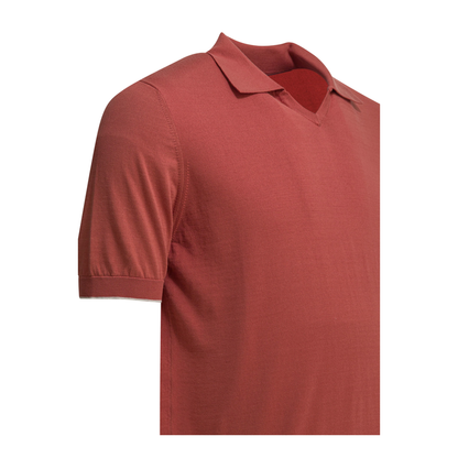 Cotton Buttonless Polo Shirt In Red