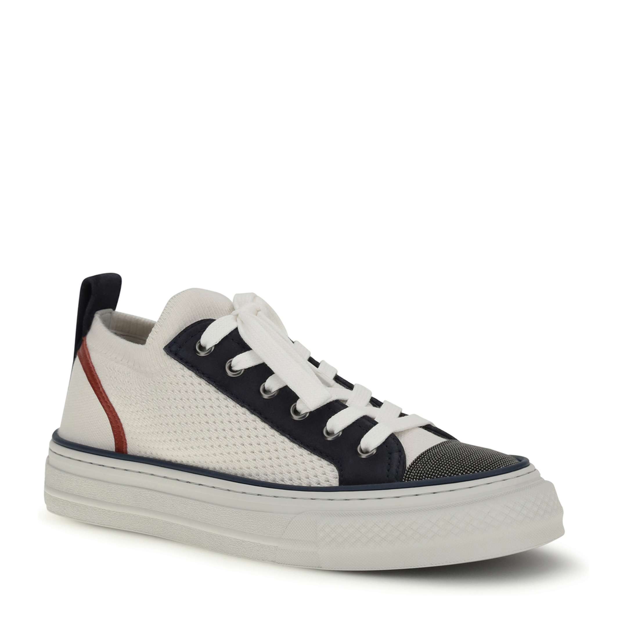 MAYFEYR - Brunello Cucinelli - Cotton Knit And Suede Sneakers With Precious Toe - MZ35G3223