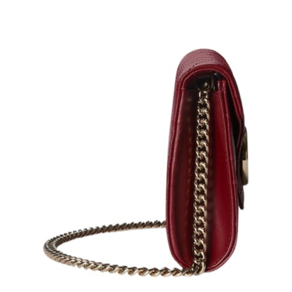 Wallet on Chain in Rosso Ancora Red Leather