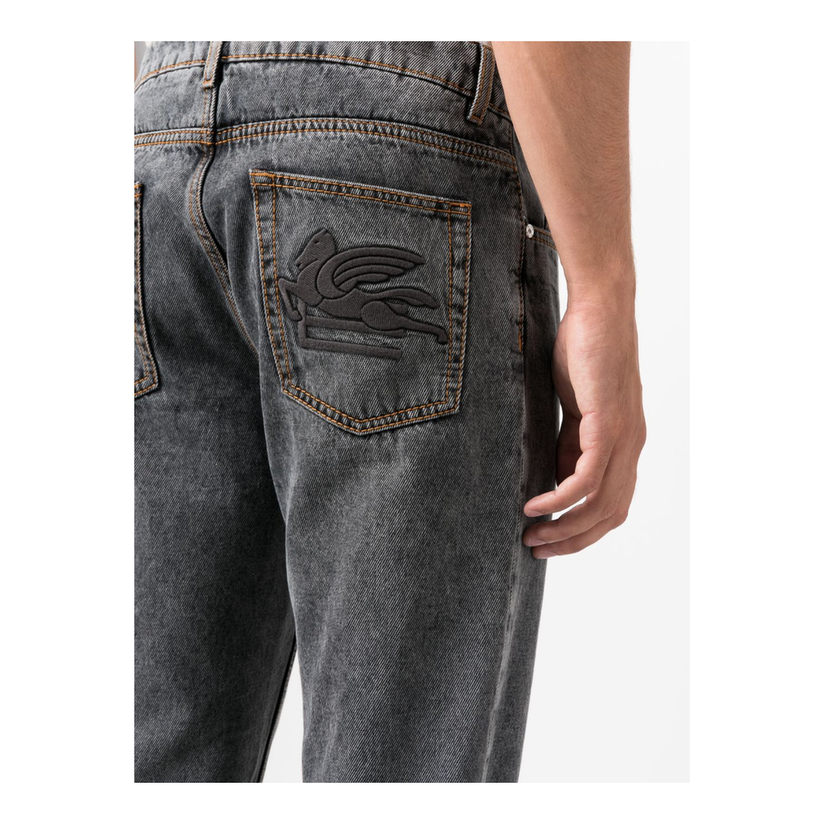 Tapered Jeans with Logo Embroidery