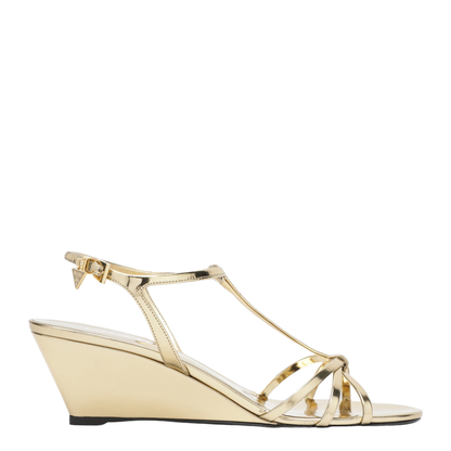 Platinum Leather Wedge Sandals