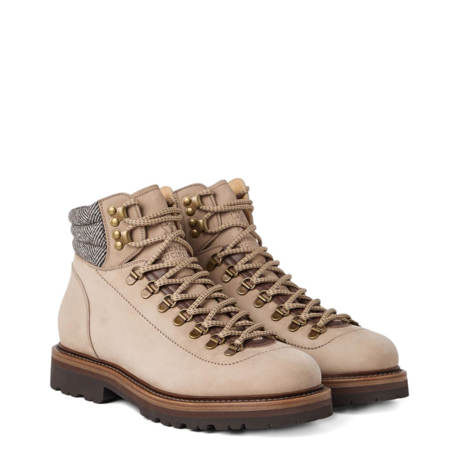 Sand Beige Front Lace-Up Fastening Ankle Boots