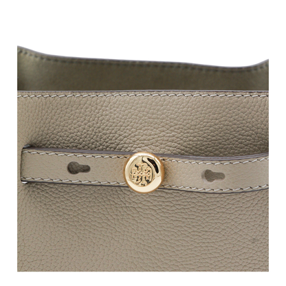 Romy Medium Pebbled Leather Bucket Bag - Soft Cement