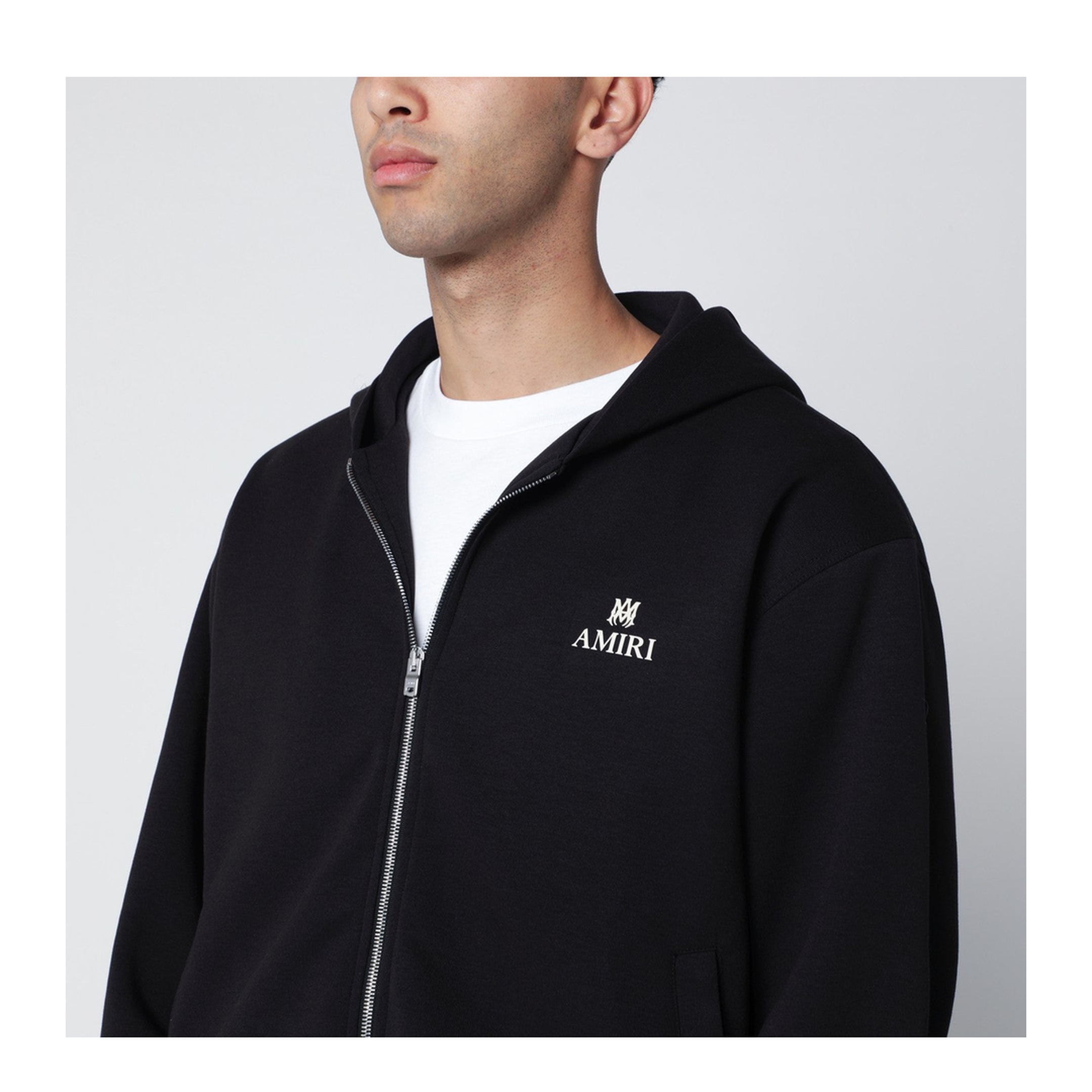 Black Cotton-Blend Zip Sweatshirt