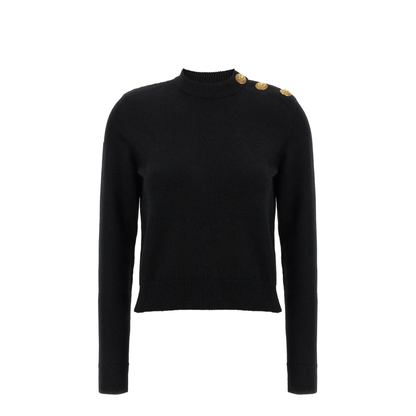 Eco-Cashmere Button Sweater Black