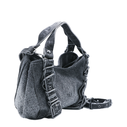 D One Small Crystal Solarised Denim Handbags - Black