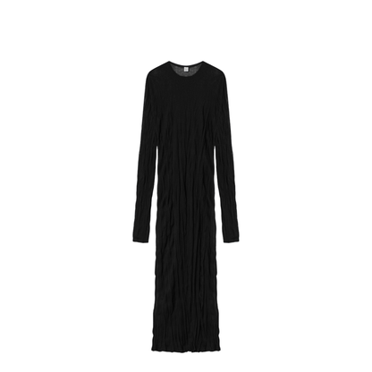 MAYFEYR - Toteme - Crinkled Knit Maxi Dress With Long Sleeves In Black - 262-WRD0326YA0244001