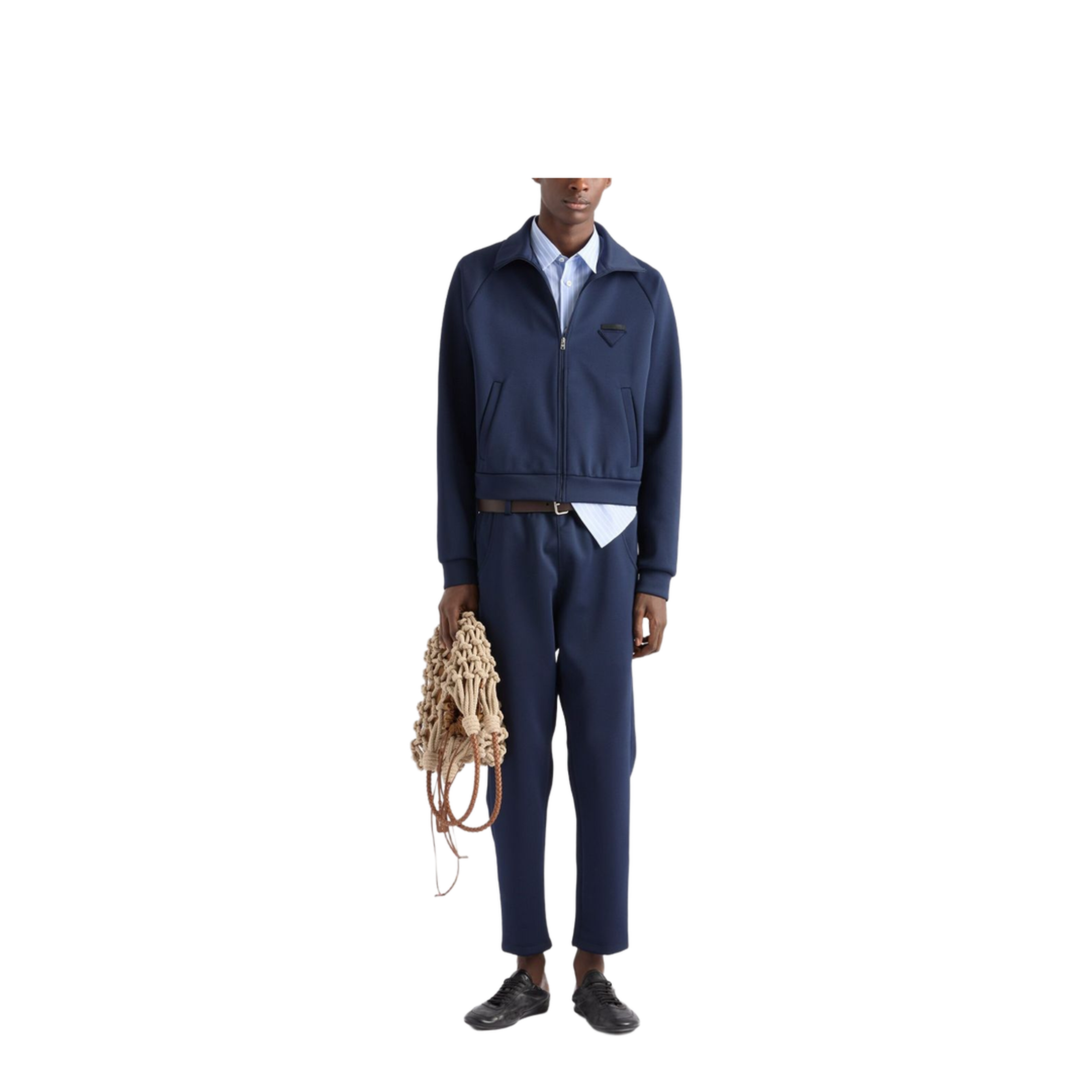 Zip Sweatshirt in Technical Fabric Blue