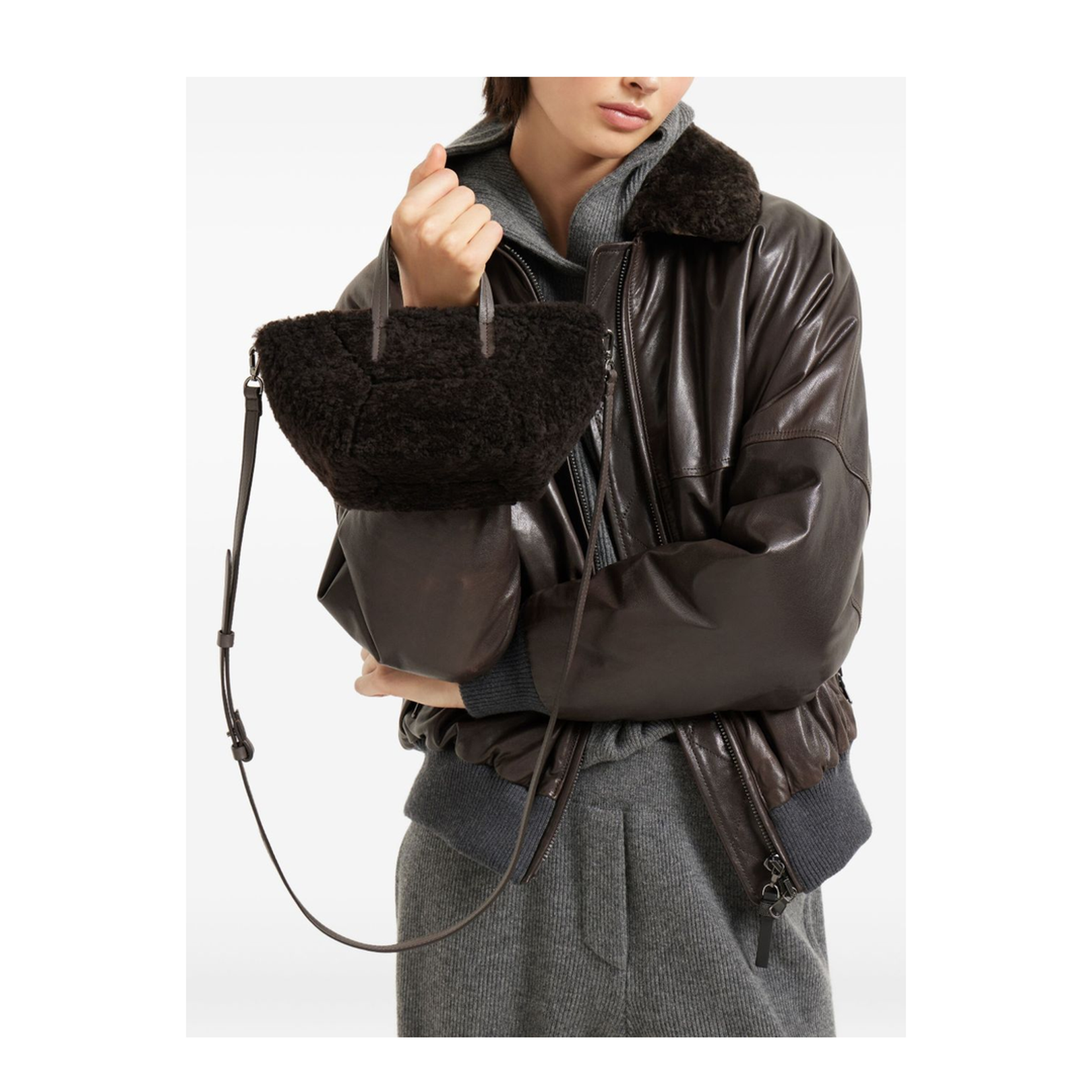 Brown Shearling Bag