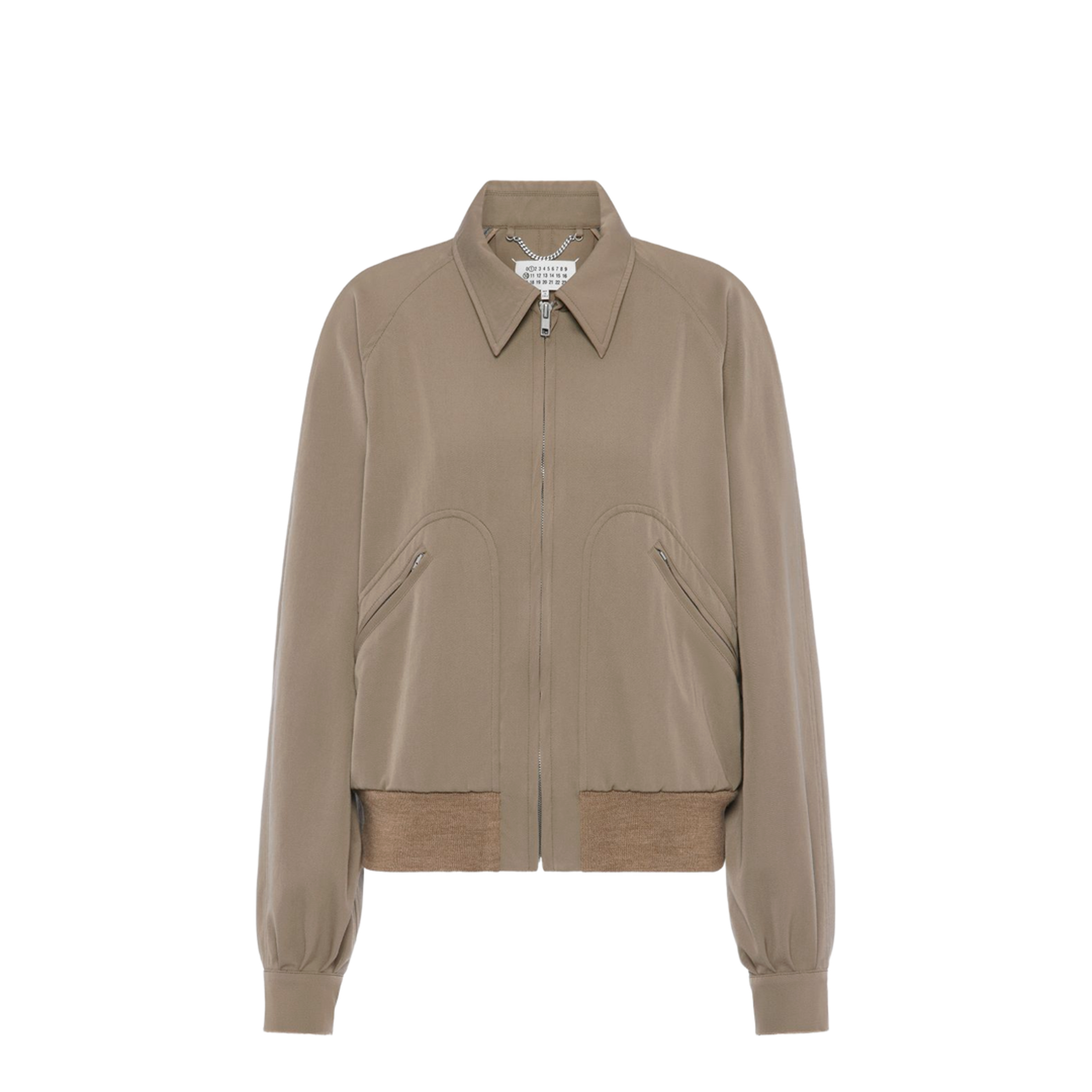Beige Virgin Wool Zip-Up Jacket