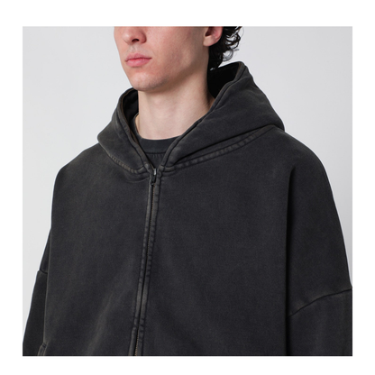 MAYFEYR - Entire Studios - Washed Black Cotton Zip Up Hoodie - ESSS26HO03012UCO0392