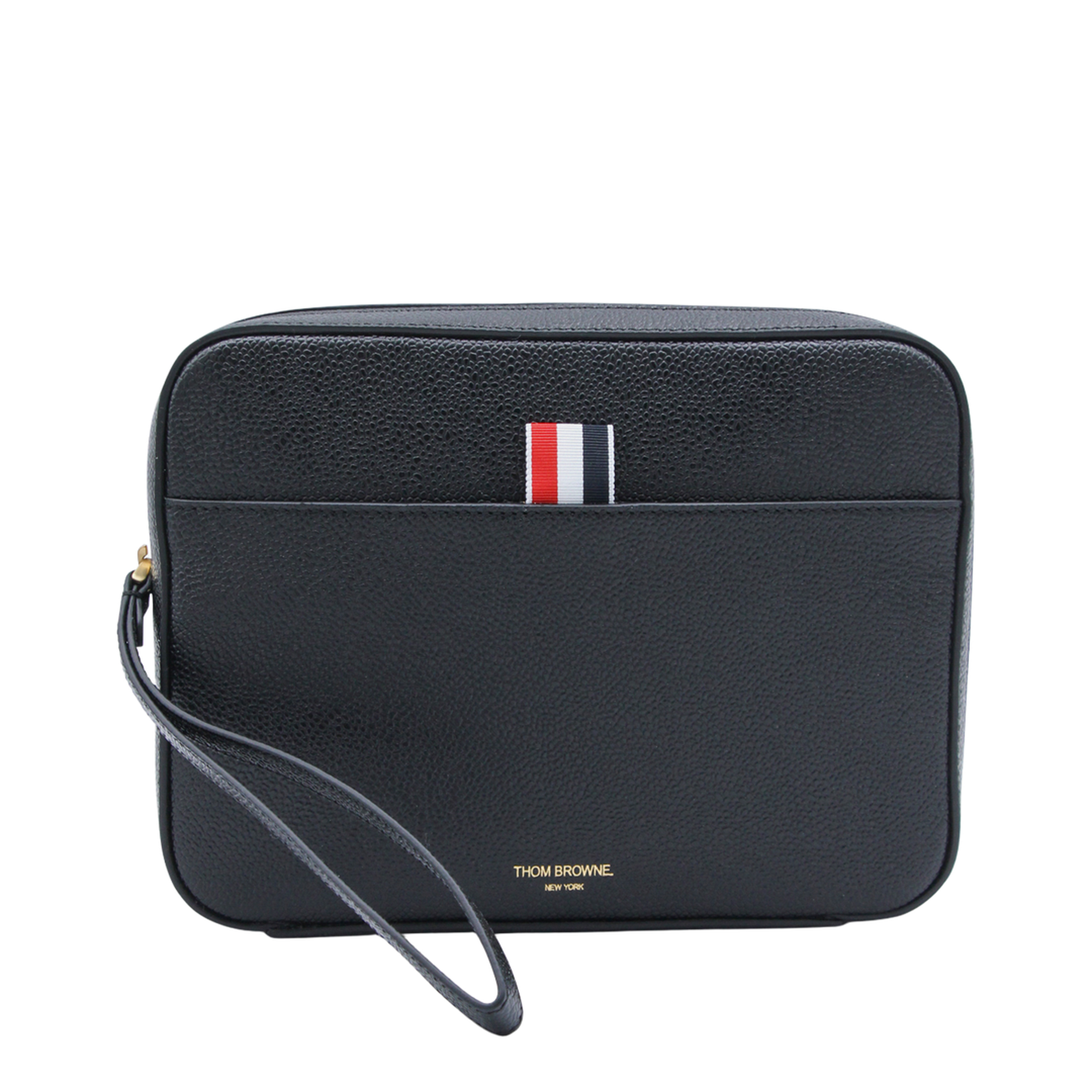 Leather Clutch With RWB Strap in Black