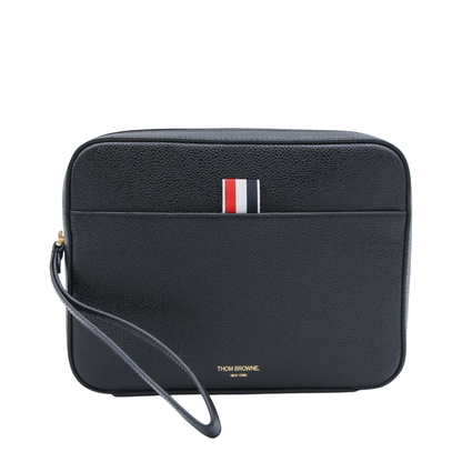 Leather Clutch With RWB Strap in Black