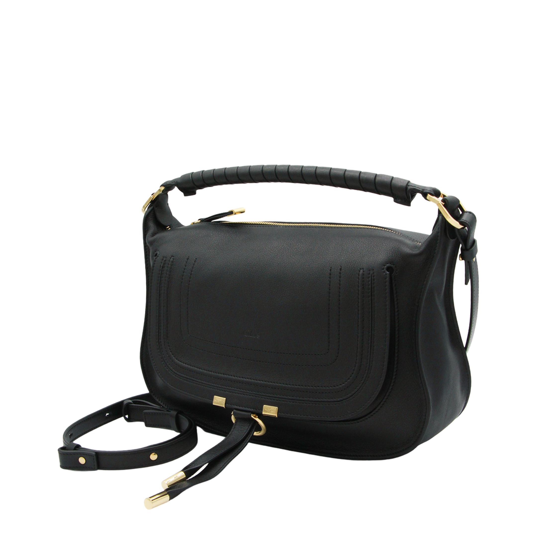 Marcie Small Calfskin Shoulder Bag - Black