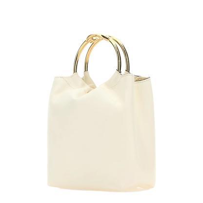 Ivory Leather Bucket Bag