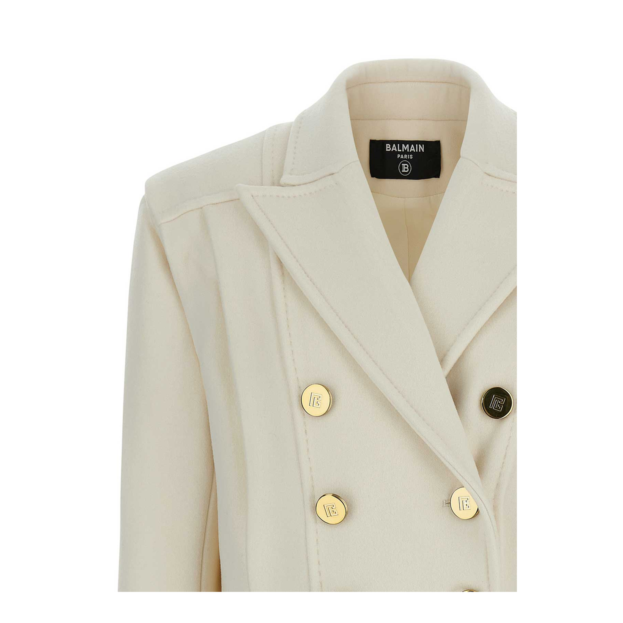 Cropped Wool Reefer Jacket White