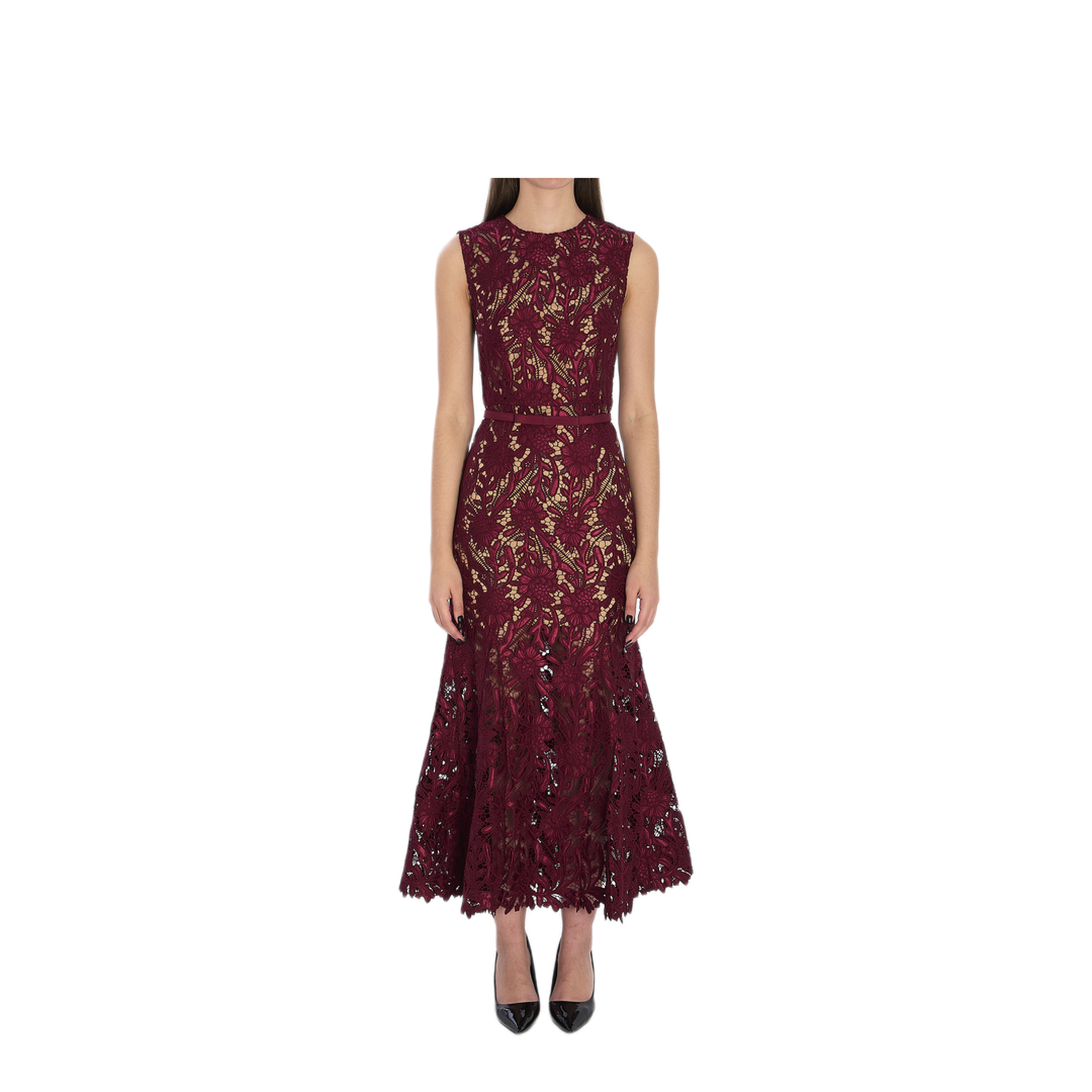 MAYFEYR - Self Portrait - Guipure Lace Midi Dress - RS26167MABURGUNDY