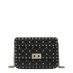 Rockstud Spike Small Nappa Shoulder Bags - Black