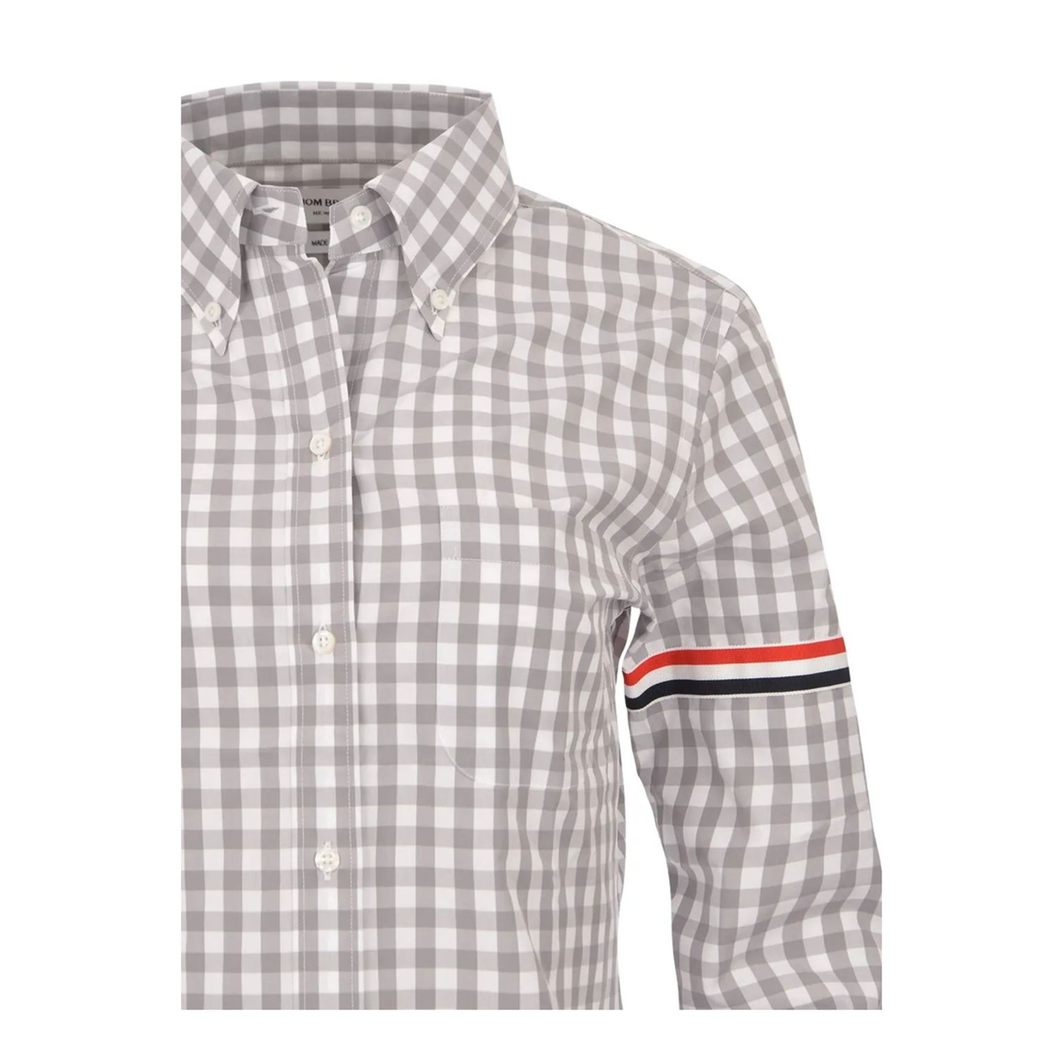 MAYFEYR - Thom Browne - Classic Long Sleeve Point Collar Shirt With Armbands In Gingham Check Poplin - FLL203OF0998035