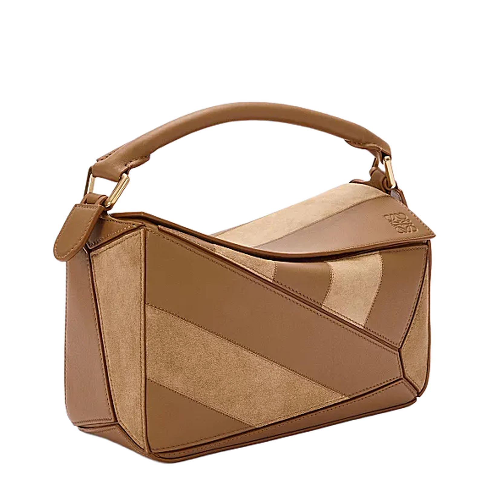 Small Puzzle Bag in Classic Calfskin and Suede Brown